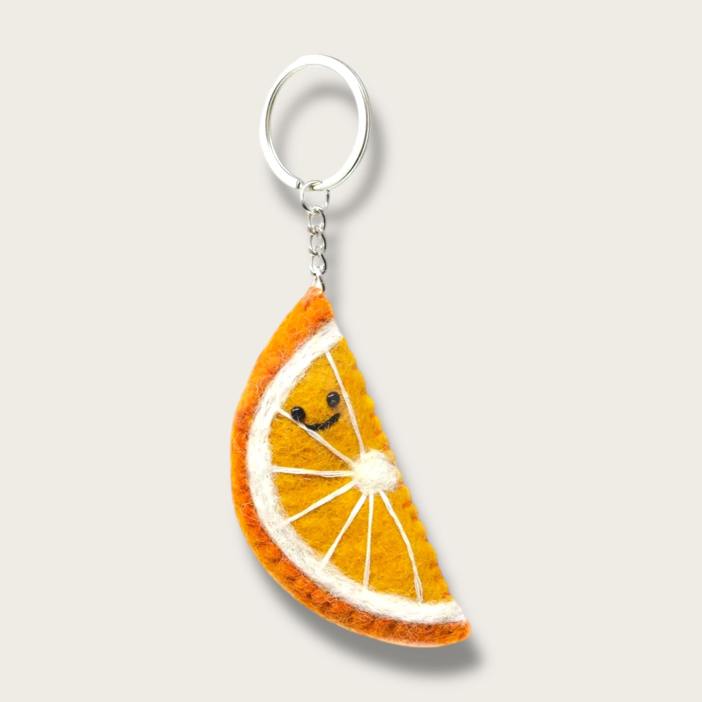 Orange Slice Handmade Felt Keychain