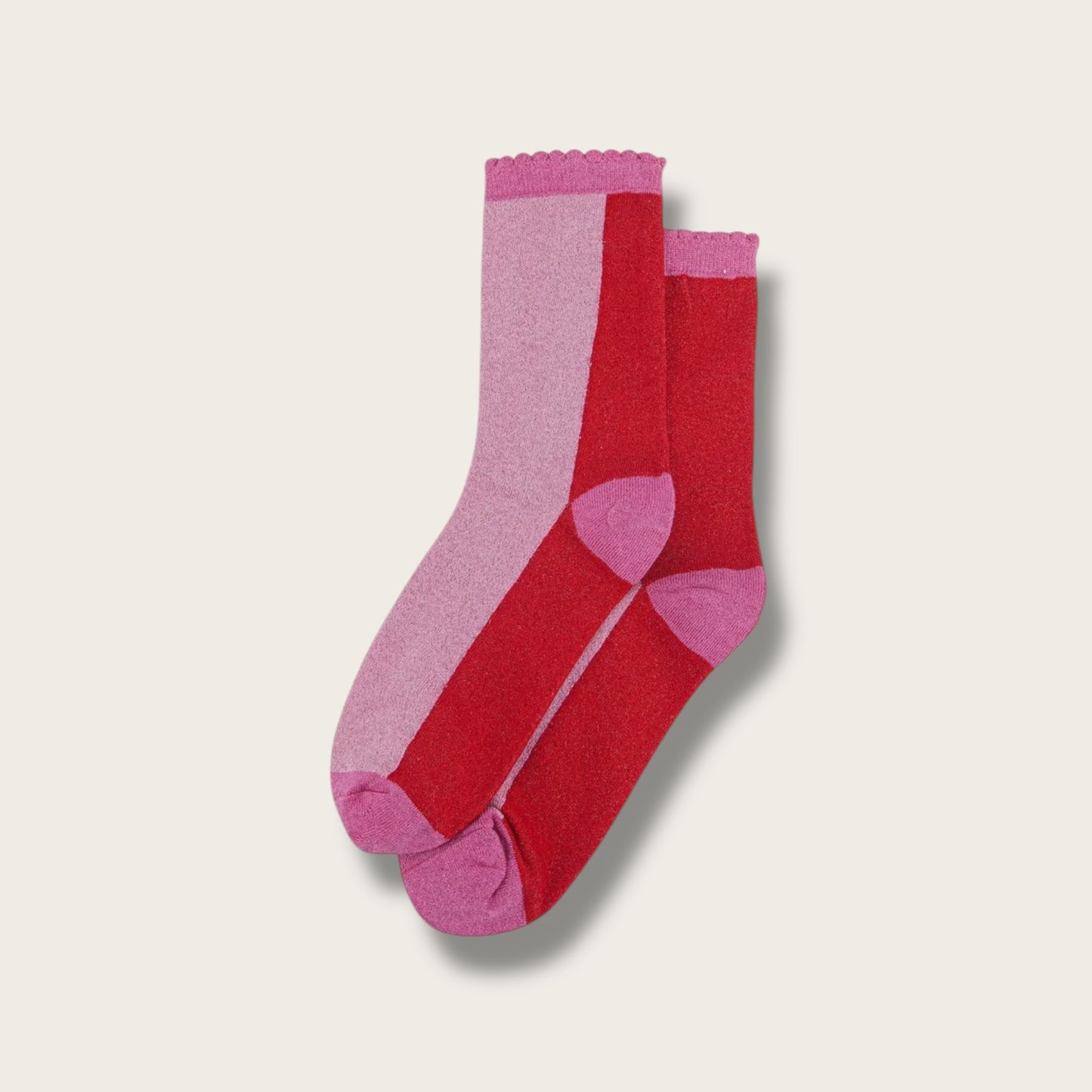 Glitter Socks - Red/Pink, Colour Block