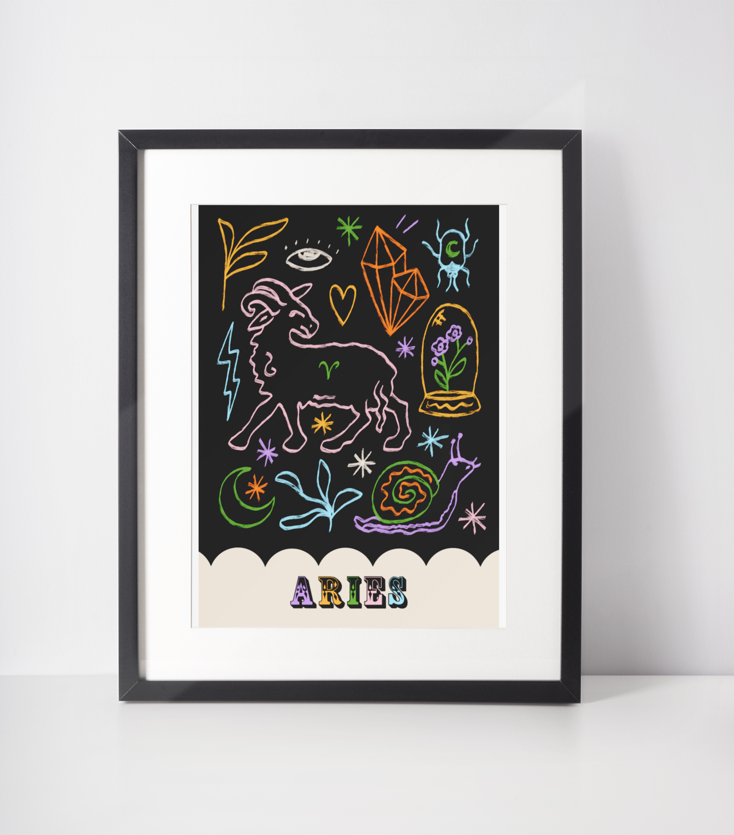 Aries Zodiac Print A4