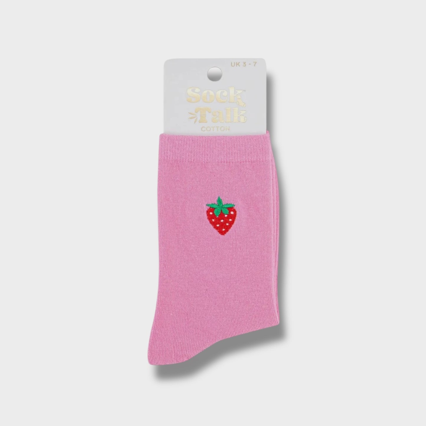 Women's Embroidered Socks - Pink, Strawberry