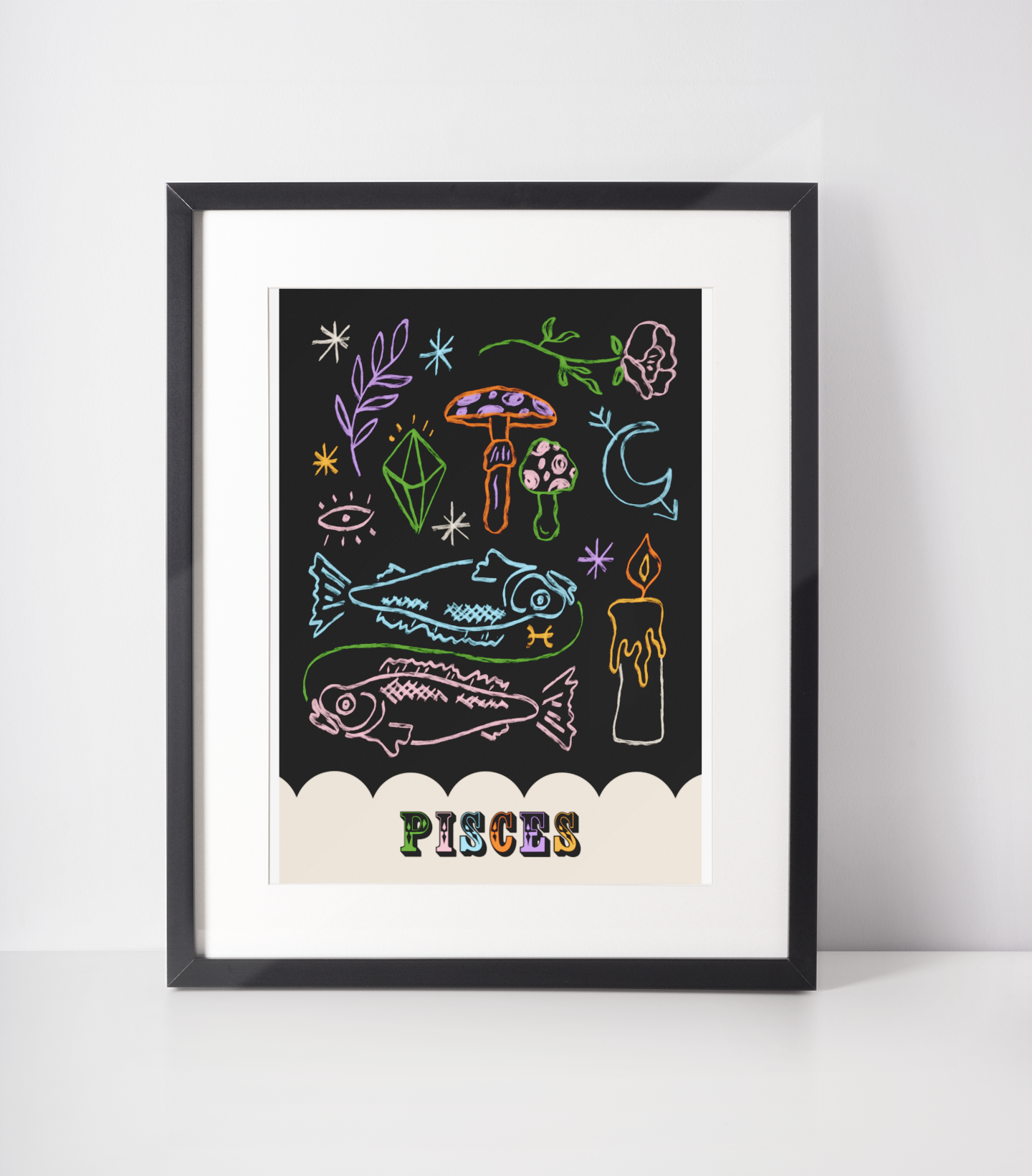 Pisces Zodiac Print A4