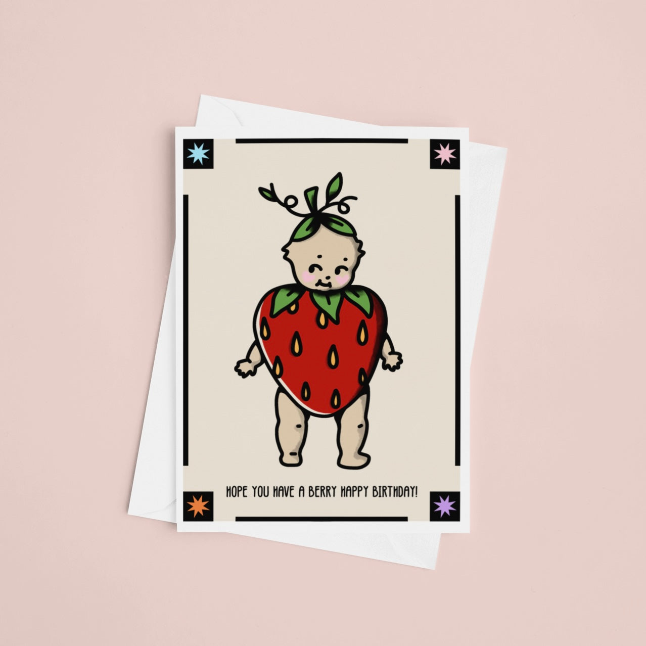 Strawberry Birthday Kewpie Greeting Card
