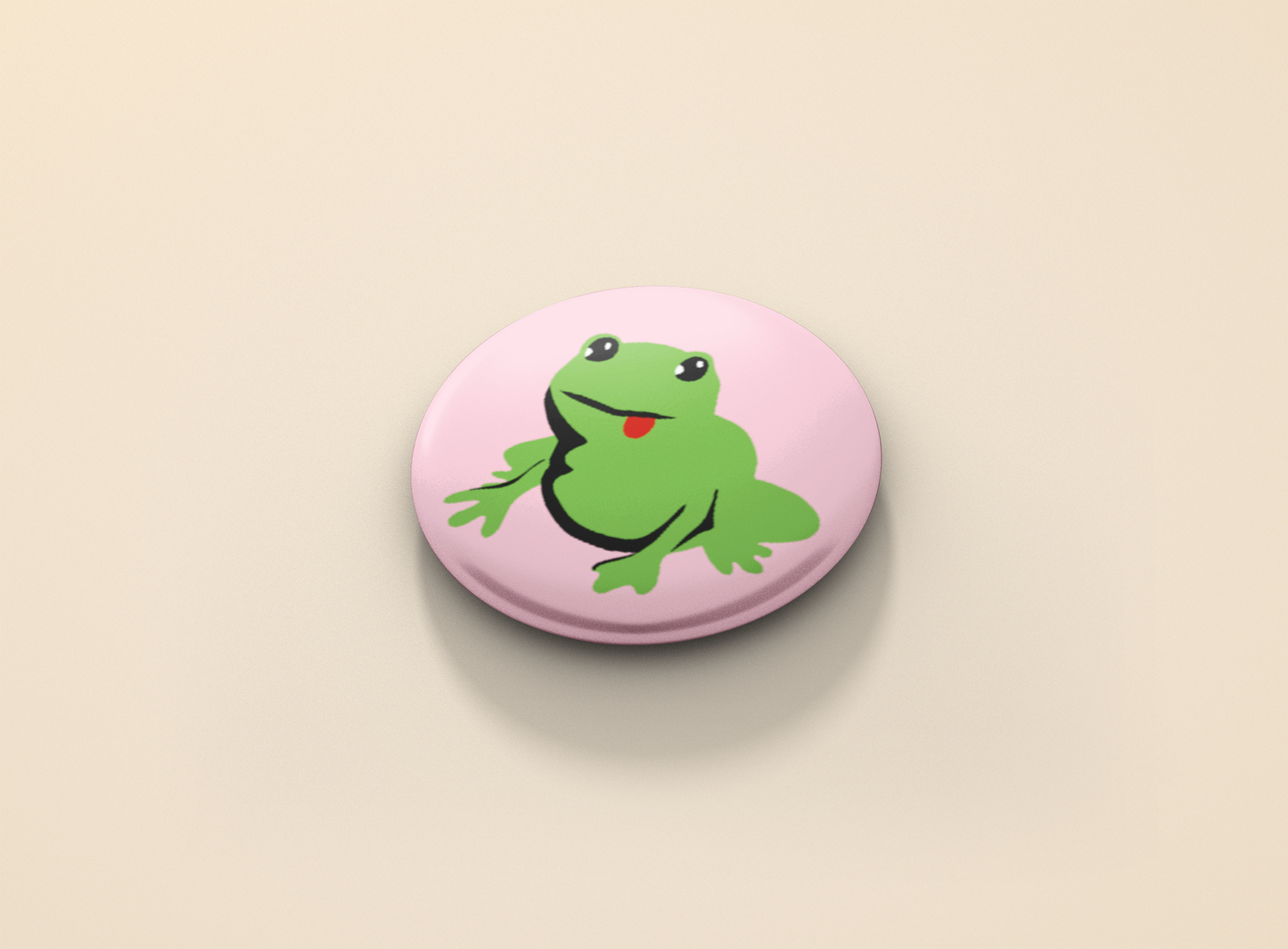 Frog - Pink Button Badge