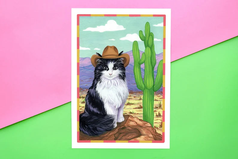 Cowboy Kitty A4 Print