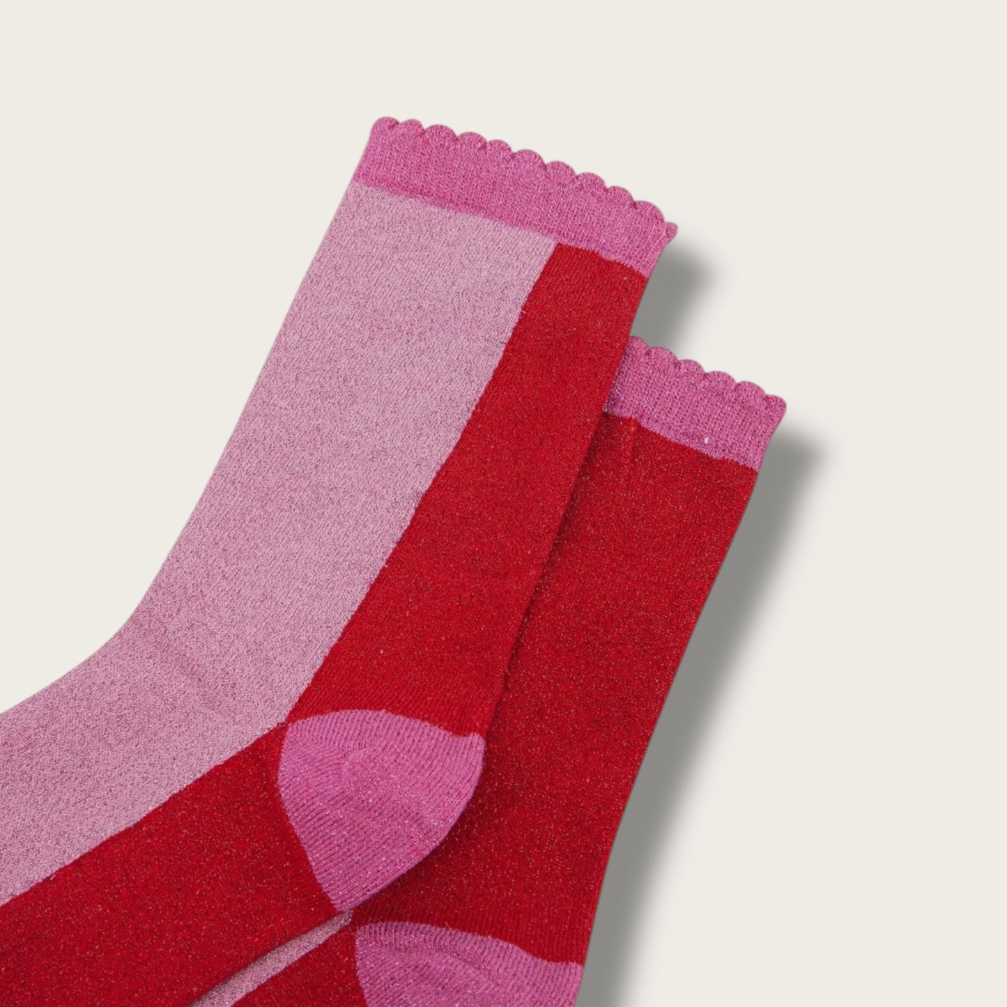 Glitter Socks - Red/Pink, Colour Block