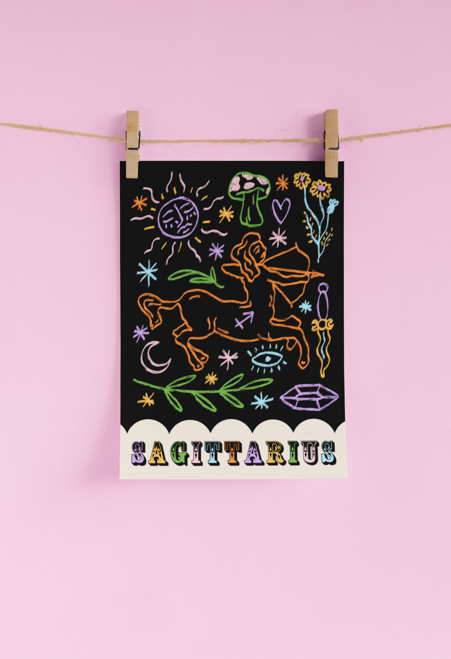 Sagittarius Zodiac Print A4