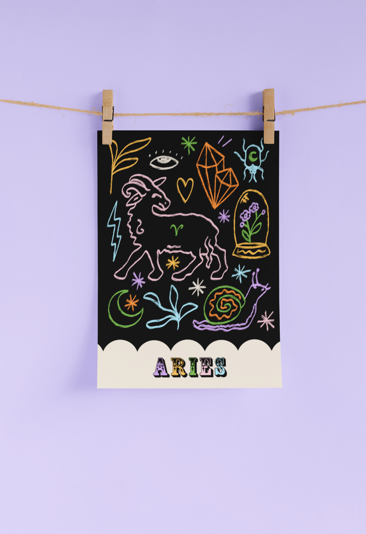 Aries Zodiac Print A4