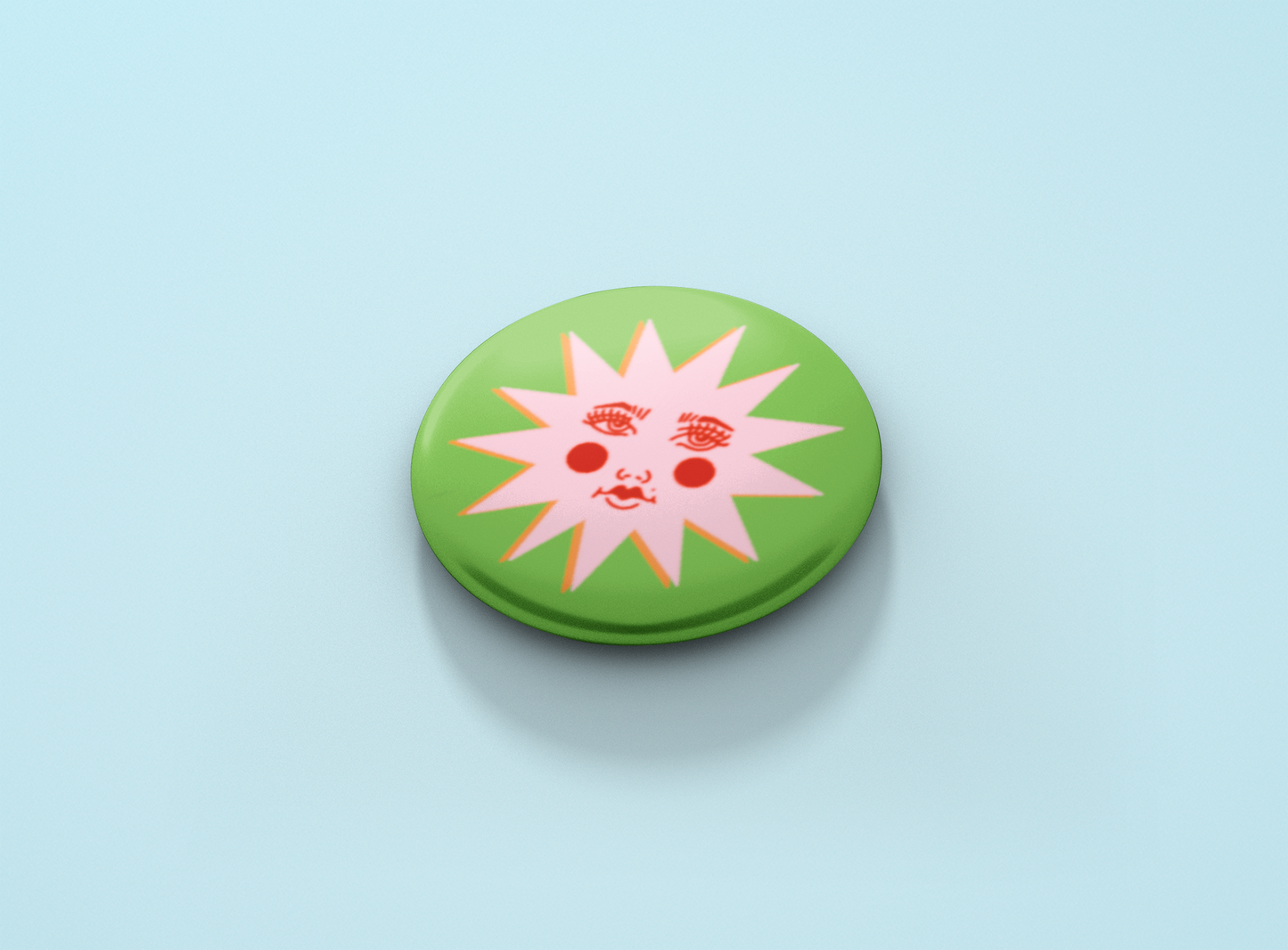 Sun - Green Button Badge