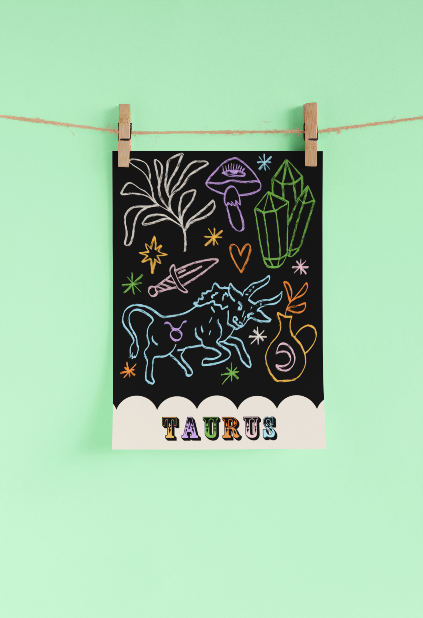 Taurus Zodiac Print A4