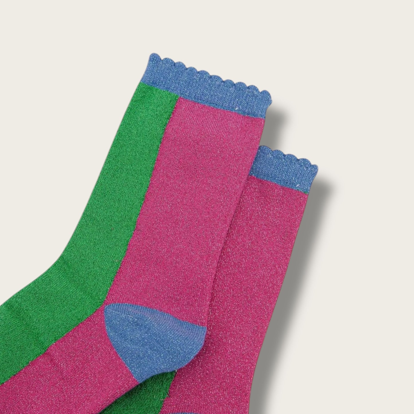 Glitter Socks - Lime/Hot Pink, Colour Block
