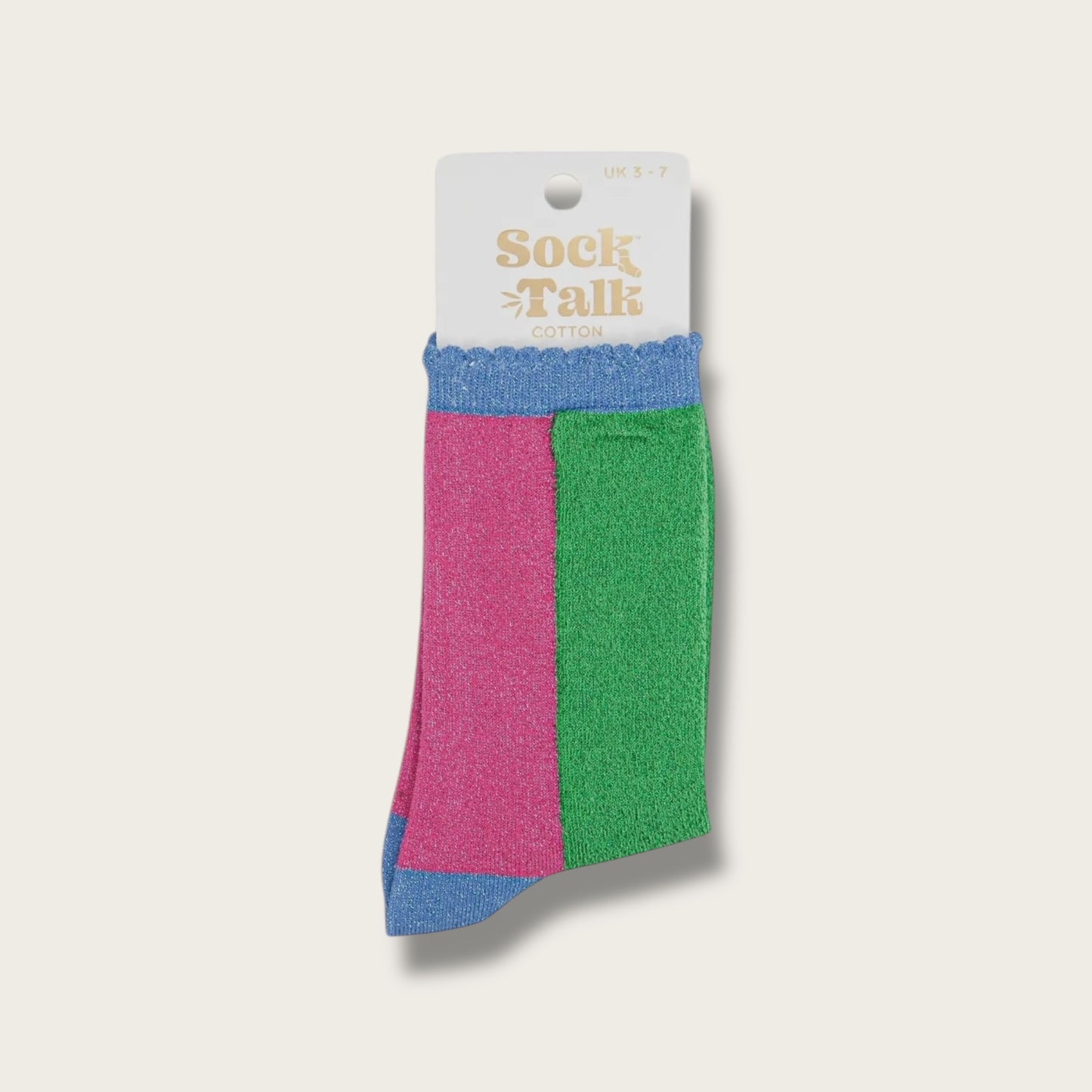 Glitter Socks - Lime/Hot Pink, Colour Block