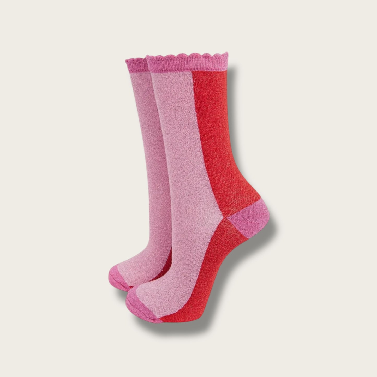 Glitter Socks - Red/Pink, Colour Block