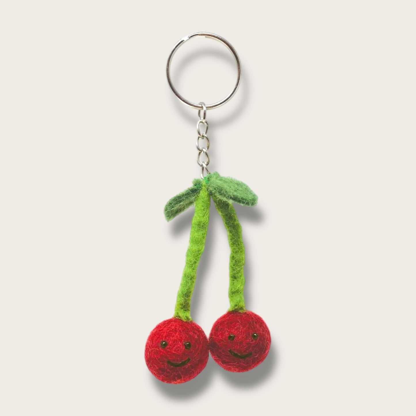 Cherries Handmade Felt Keychain