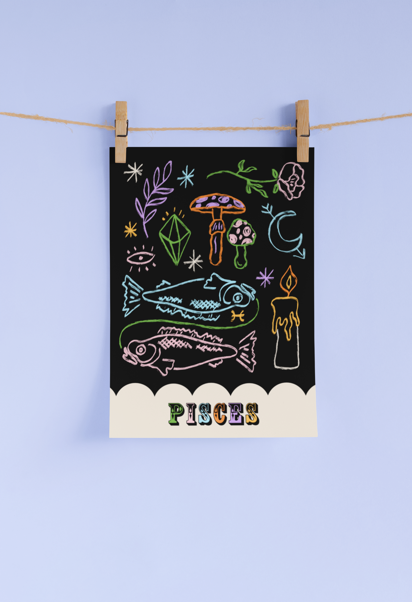 Pisces Zodiac Print A4