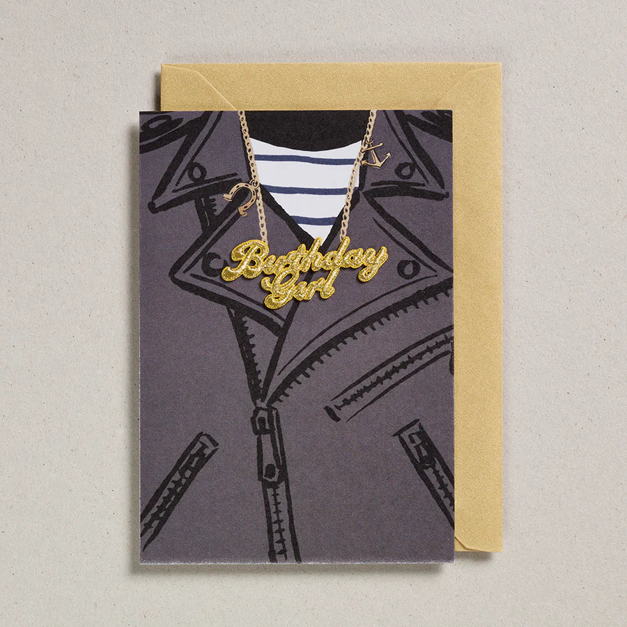 Birthday Girl Leather Jacket Greeting Card