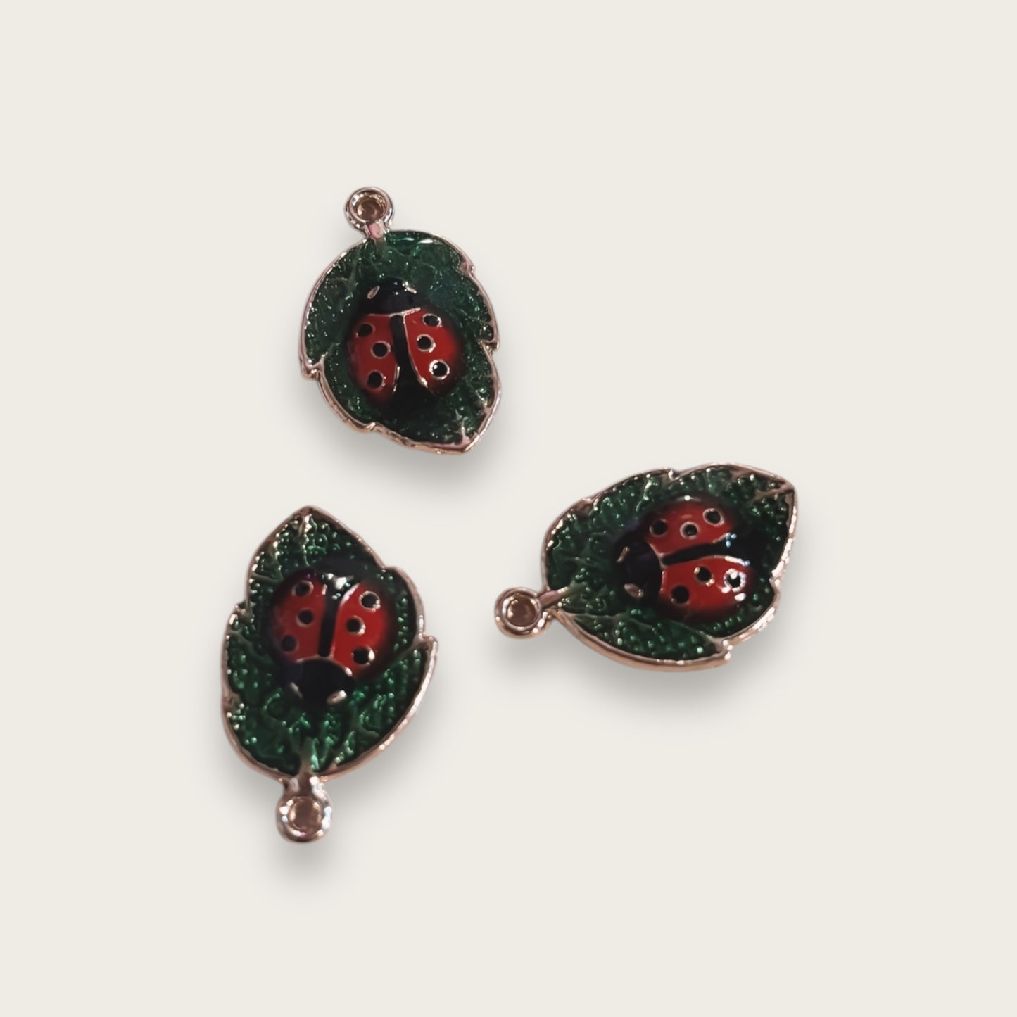 Ladybird Leaf Charm 1pc - Gold Tone