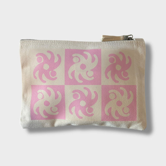 Pink Checkerboard Canvas Pouch