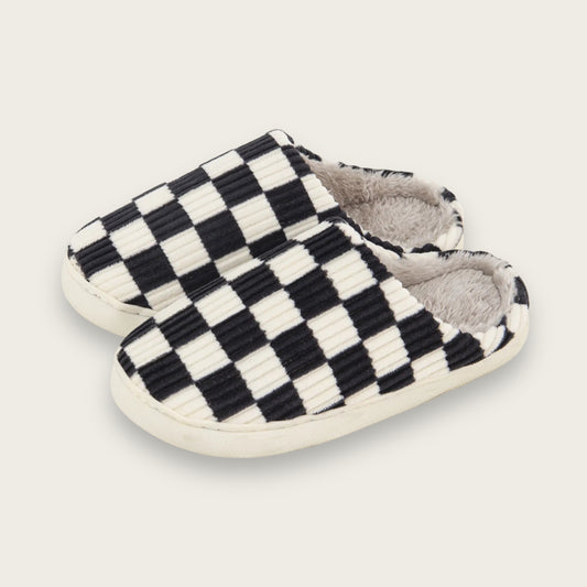 Black Checkerboard Slippers