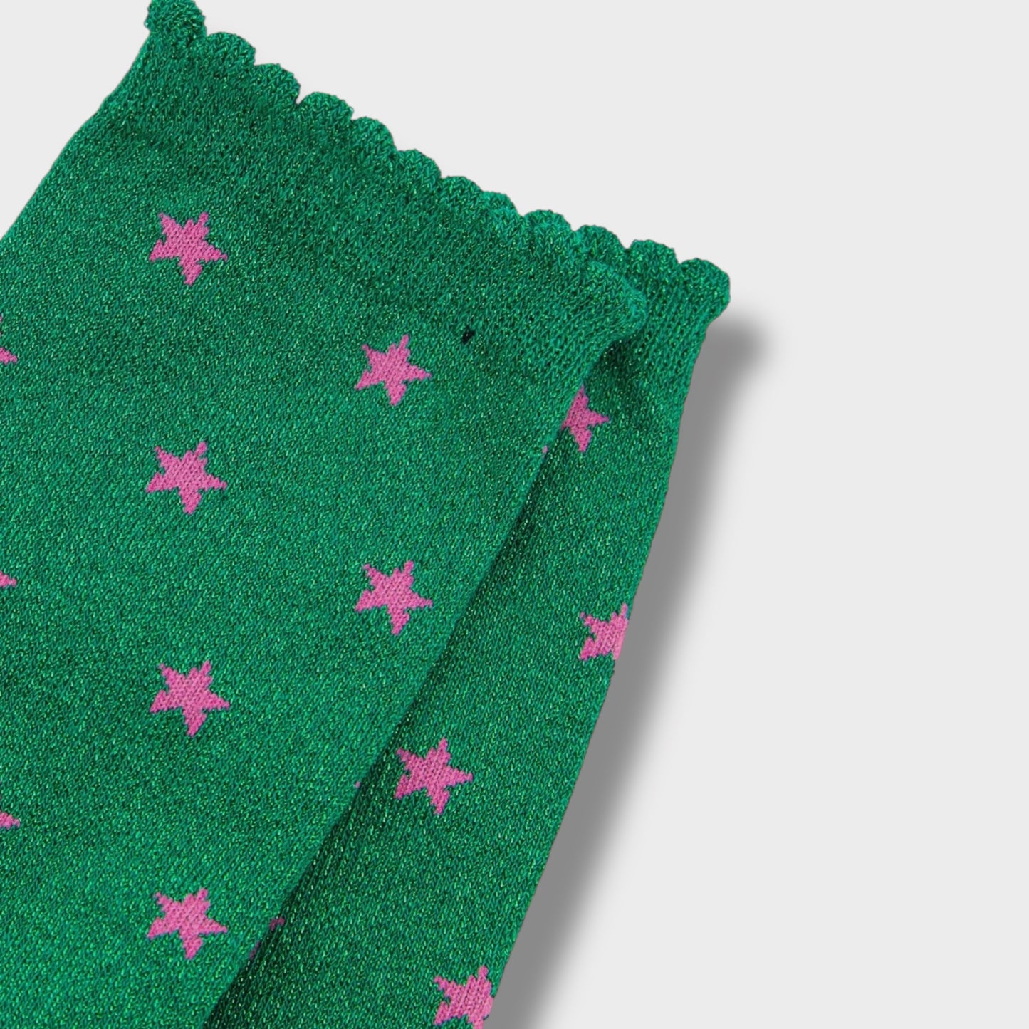 Womens Star Print Cotton Glitter Socks in Green