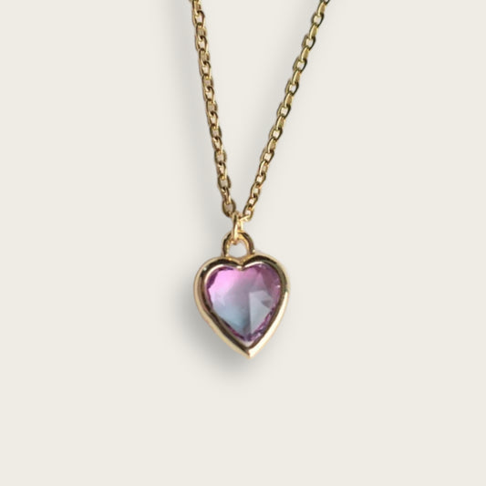 Tiny Gem Heart Necklace