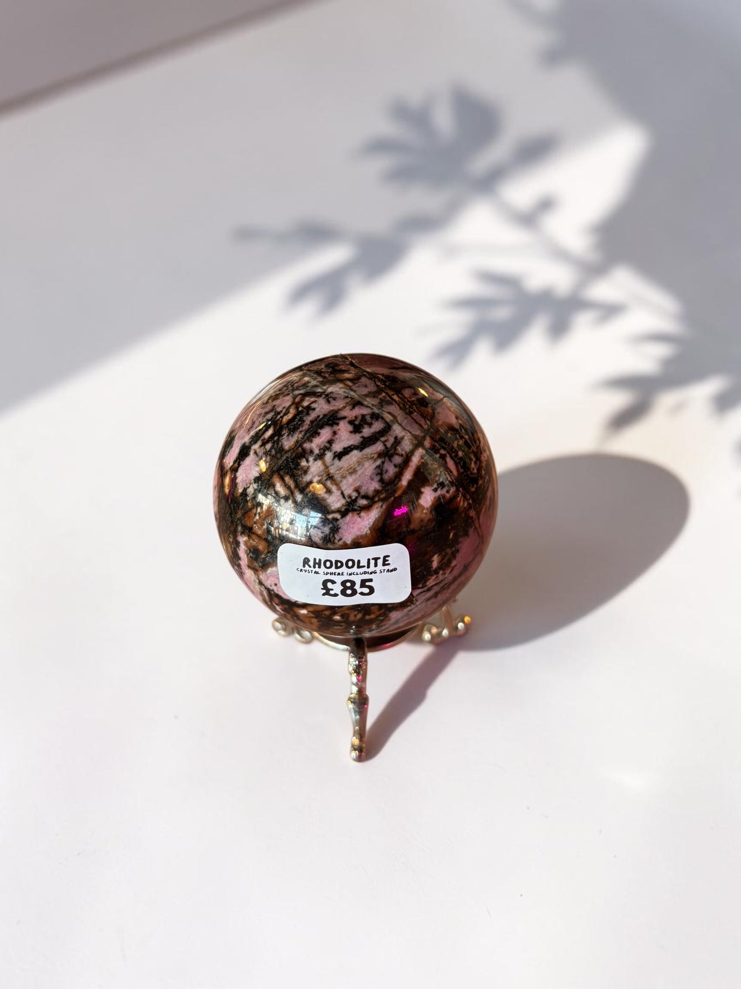 Rhodolite Crystal Sphere with stand