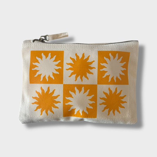 Yellow Checkerboard Canvas Pouch