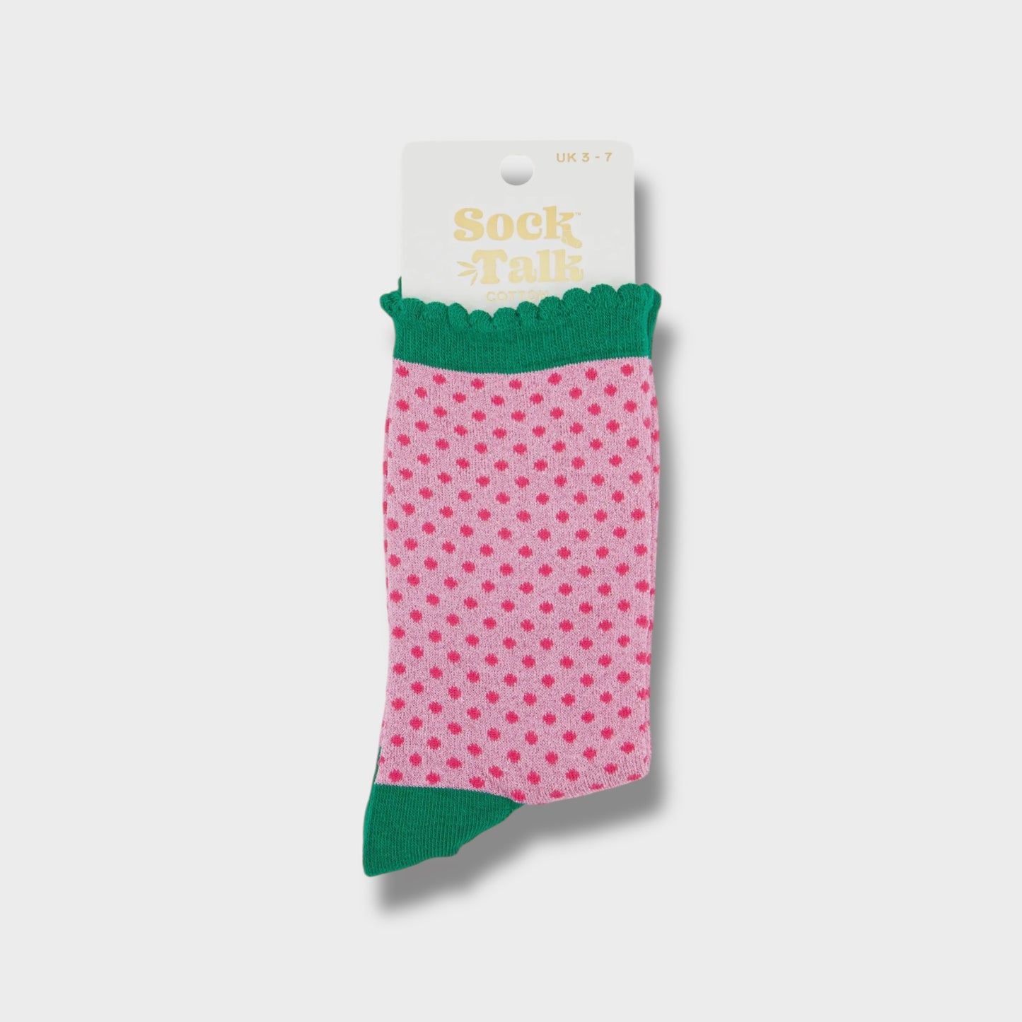 Women Cotton Glitter Socks Polka Dot Spots in Pink & Green