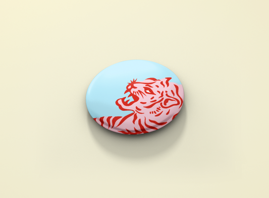 Tiger - Blue Button Badge