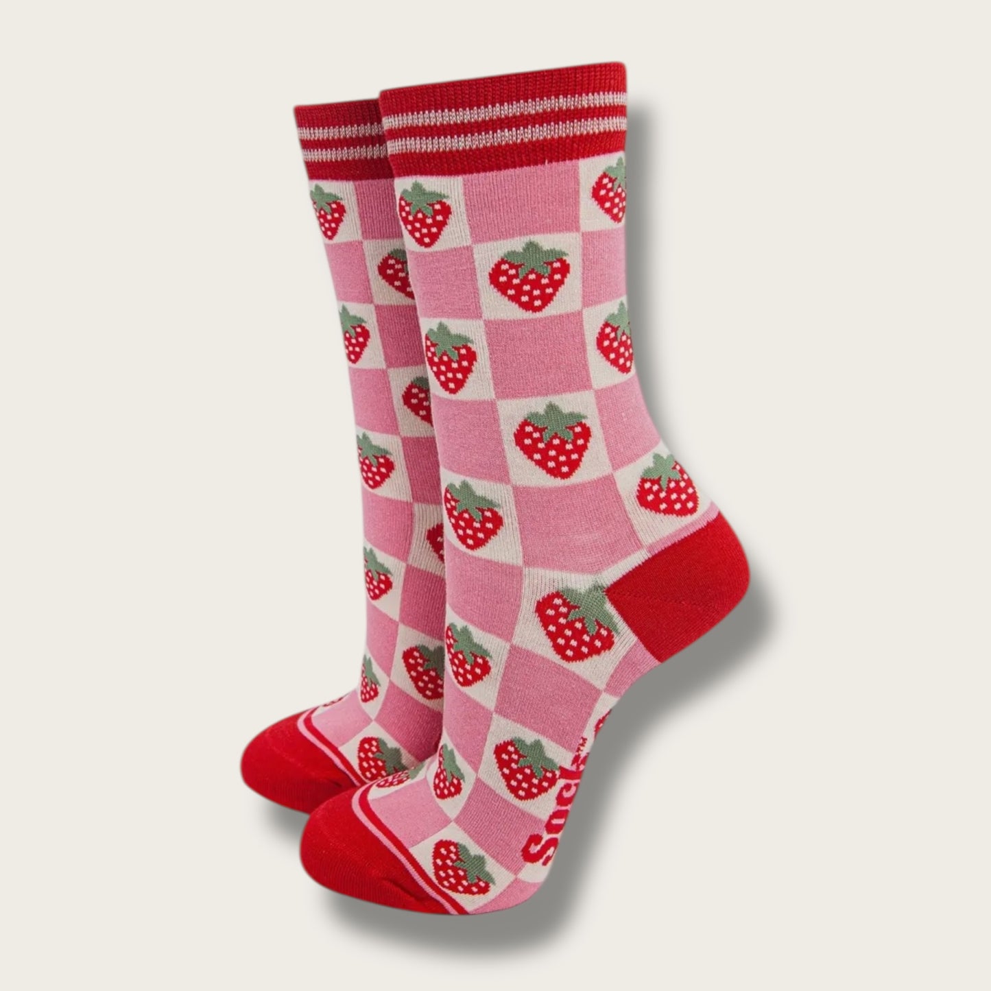 Women’s Socks Strawberry Checkerboard