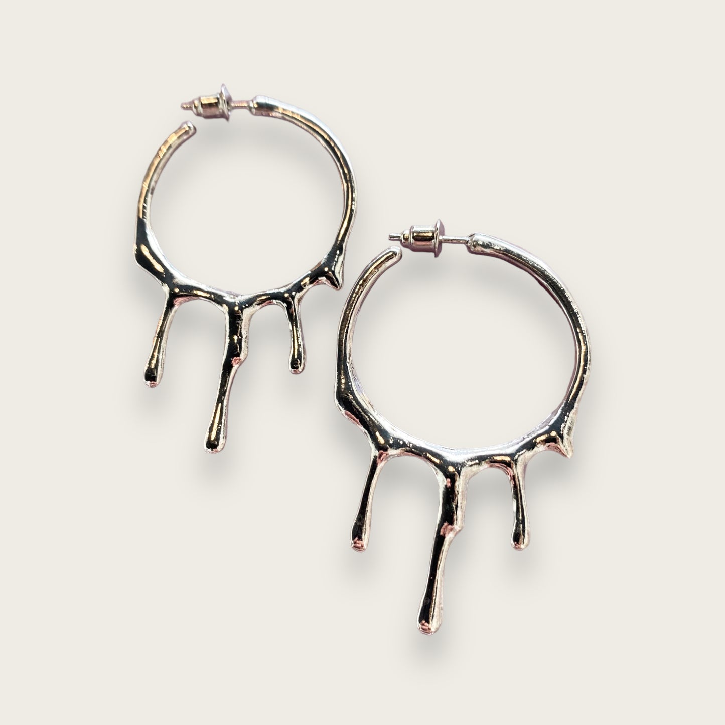 Silver Melted Hoop Earrings