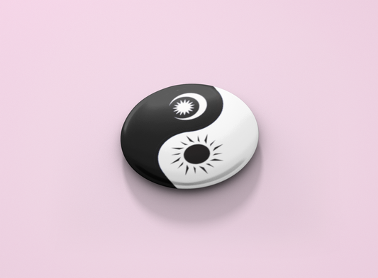 Sun & Moon Yin Yang Button Badge