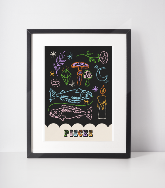 Pisces Zodiac Print A4