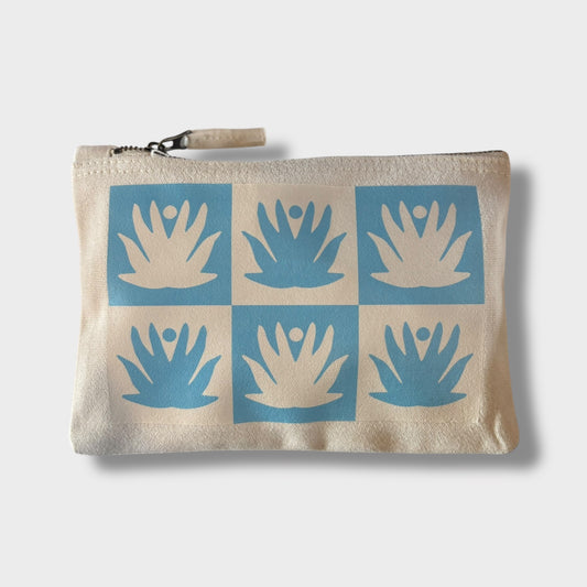 Blue Checkerboard Canvas Pouch