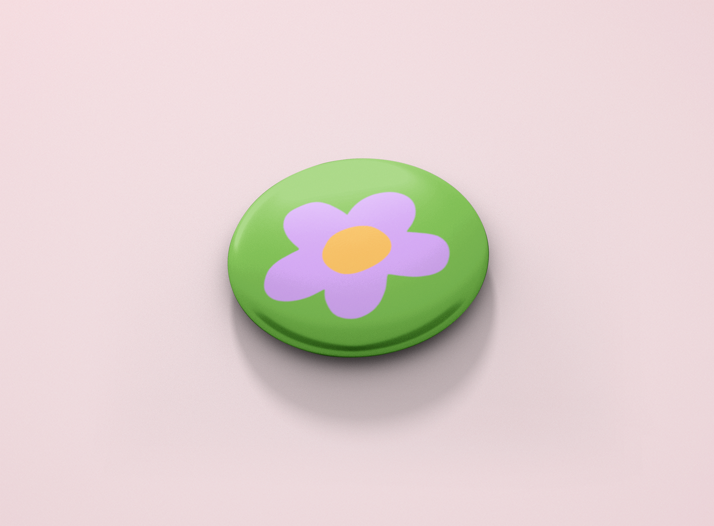 Flower - Green Button Badge