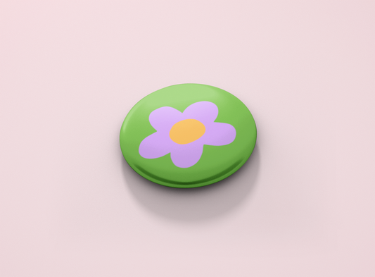 Flower - Green Button Badge