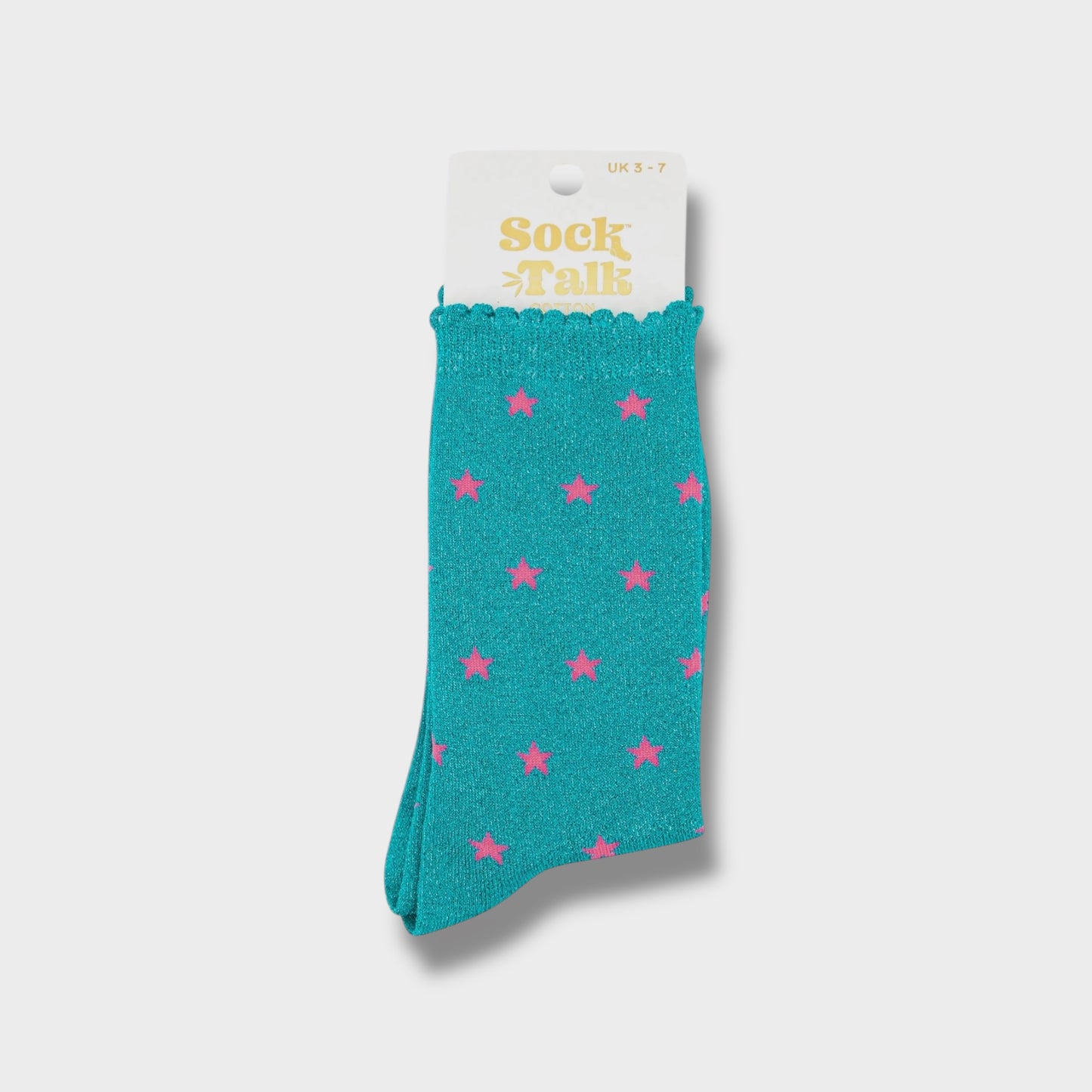 Womens Star Print Cotton Glitter Socks in Blue