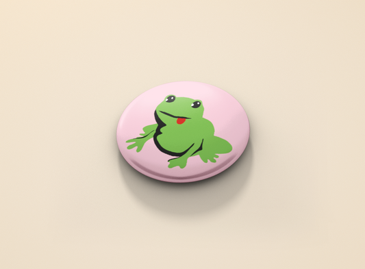Frog - Pink Button Badge