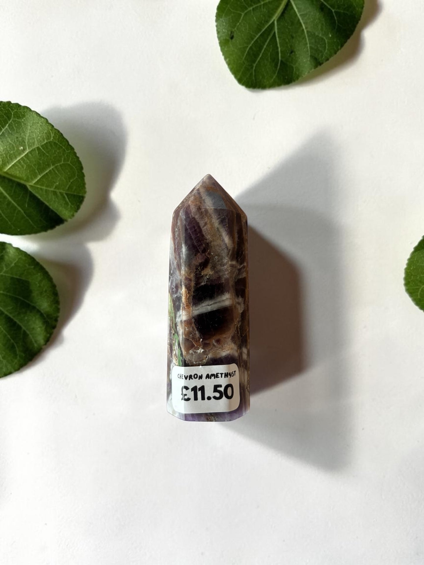 Chevron Amethyst Crystal Tower