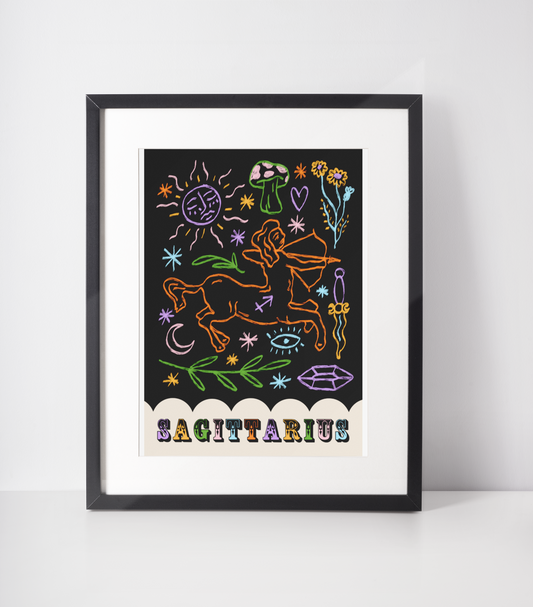 Sagittarius Zodiac Print A4