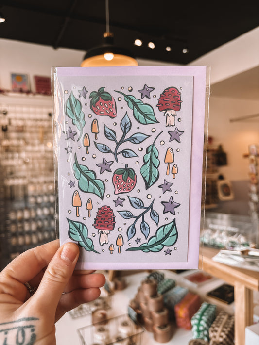 Mushrooms & Strawberries Greeting Card