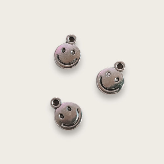 Smiley Charm 1pc - Silver Tone