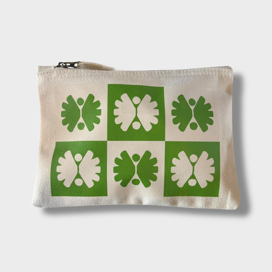 Green Checkerboard Canvas Pouch