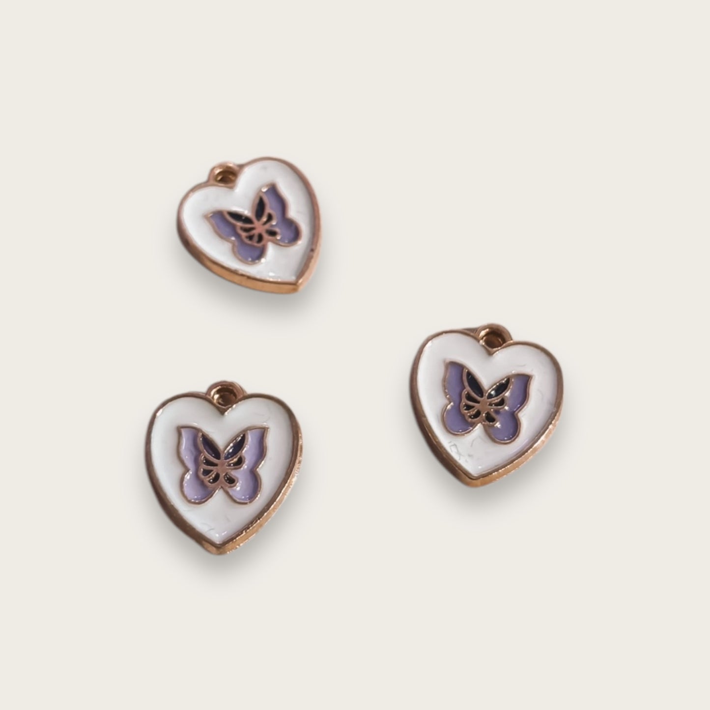 Butterfly Heart Charm 1pc - Gold Tone