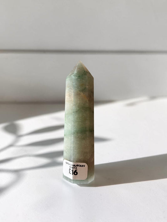 Green Strawberry Quartz Crystal Tower