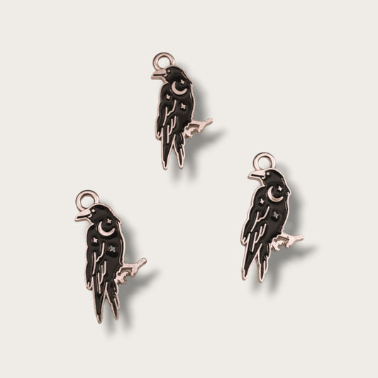 Crow Charm 1pc - Silver Tone