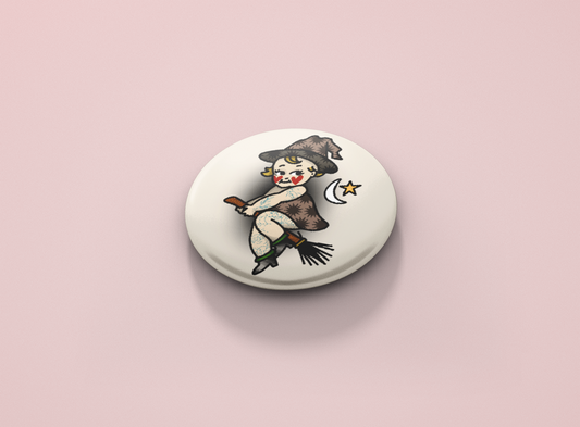 Kewpie Witch Button Badge