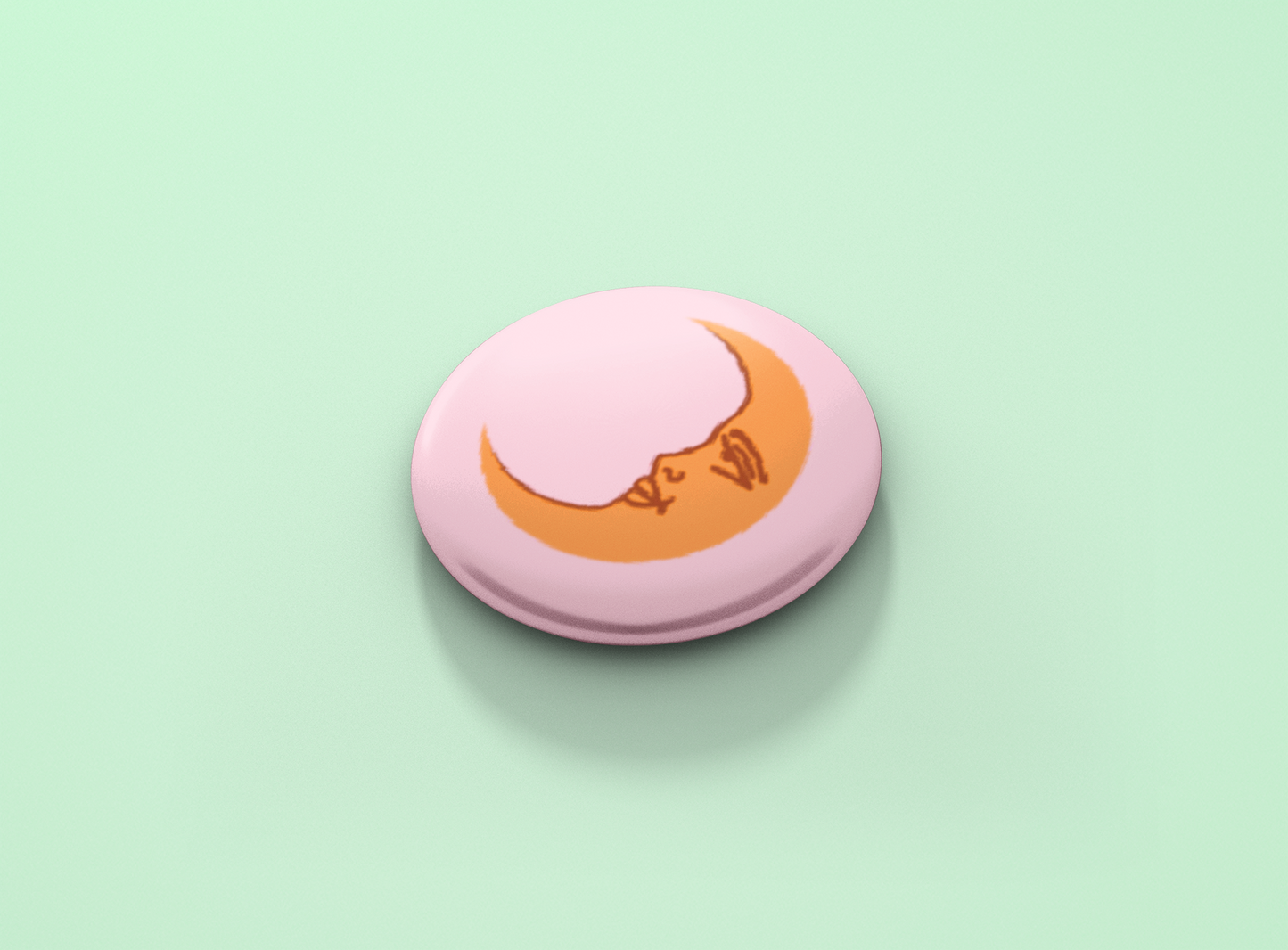 Moon - Pink Button Badge