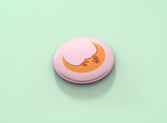Moon - Pink Button Badge