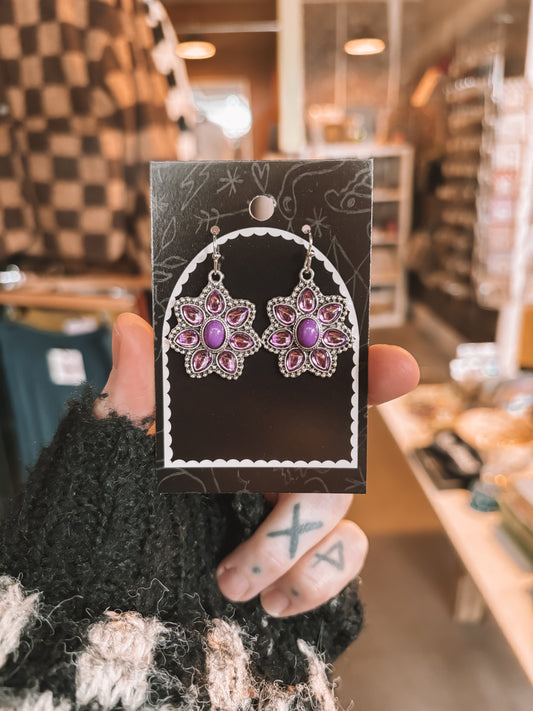 Purple Floral Earrings