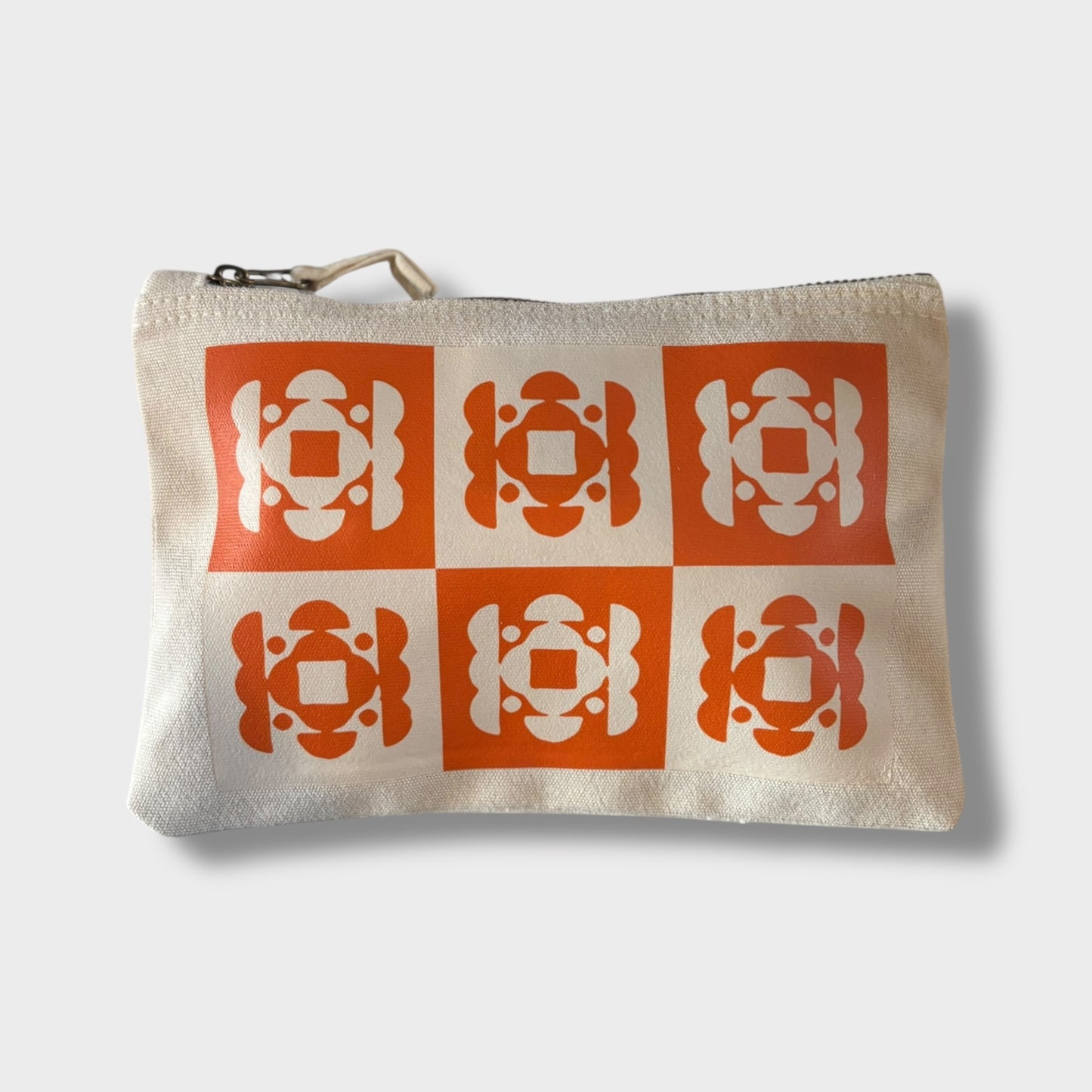 Orange Checkerboard Canvas Pouch